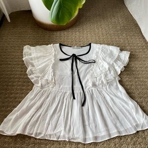 Zara Flutter Sleeve Tie Top